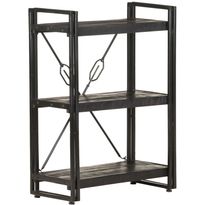 3-tasoinen kirjahylly, musta, 60x30x80 cm, täysi mangopuu