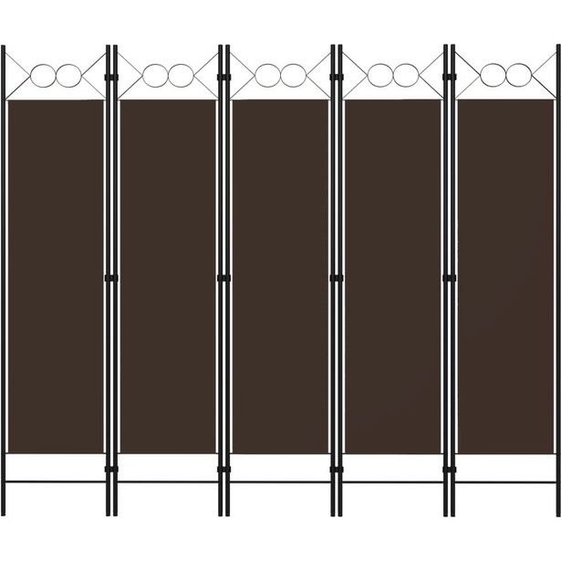 5-paneelinen tilanjakaja, ruskea, 200x180 cm