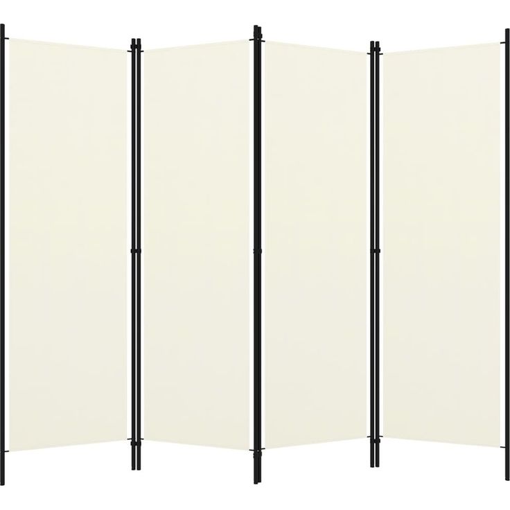 4-paneelinen tilanjakaja, kermanvalkoinen, 200x180 cm