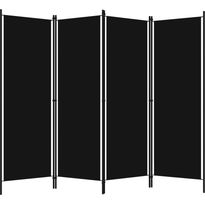 4-paneelinen tilanjakaja, musta, 200x180 cm