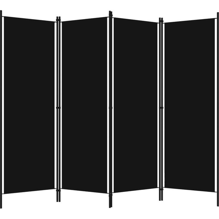 4-paneelinen tilanjakaja, musta, 200x180 cm