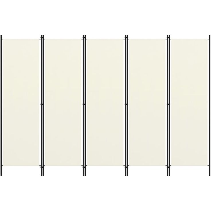 5-paneelinen tilanjakaja, kermanvalkoinen, 250x180 cm