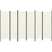 6-paneelinen tilanjakaja, kermanvalkoinen, 300x180 cm