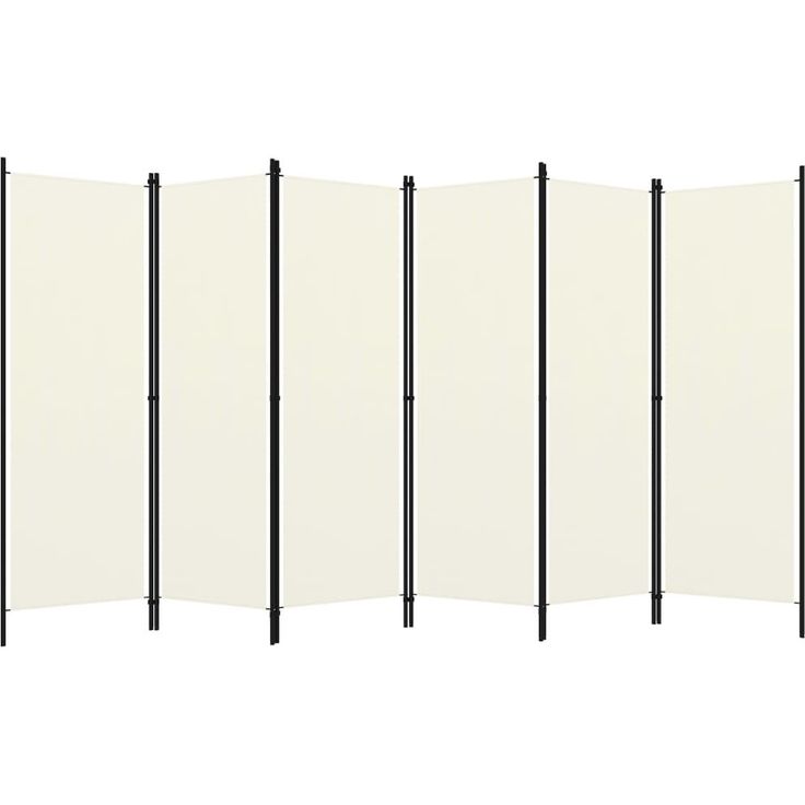 6-paneelinen tilanjakaja, kermanvalkoinen, 300x180 cm