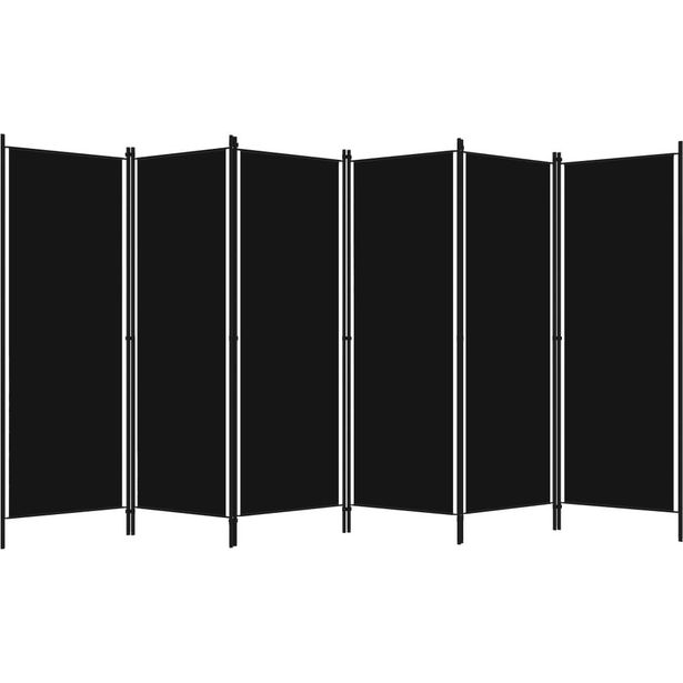 6-paneelinen tilanjakaja, musta, 300x180 cm