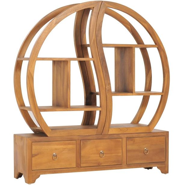 Kaappi jin ja jang -seinähyllyllä 100x26x112 cm täysi tiikki_1