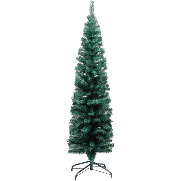 Kapea tekojoulukuusi jalustalla, vihreä, 150cm, PVC