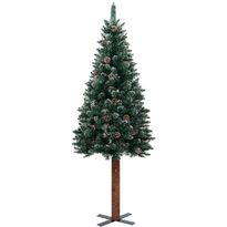 Kapea joulukuusi aidolla puulla ja lumella, vihreä, 210cm