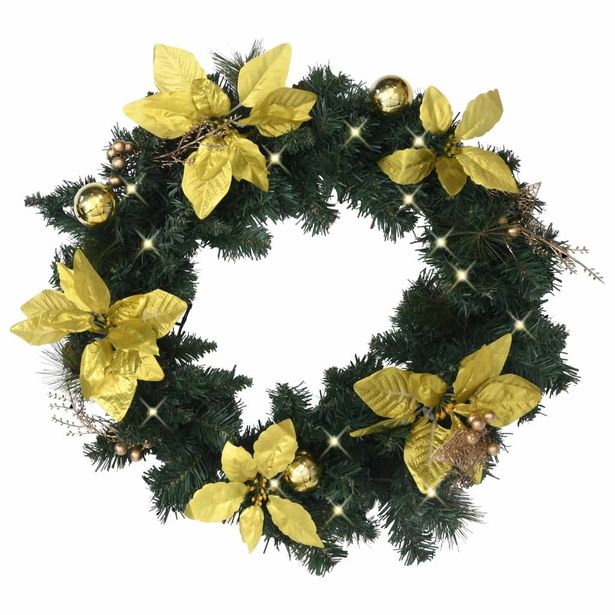 Jouluseppele LED-valoilla, kultakoristelulla, 60cm