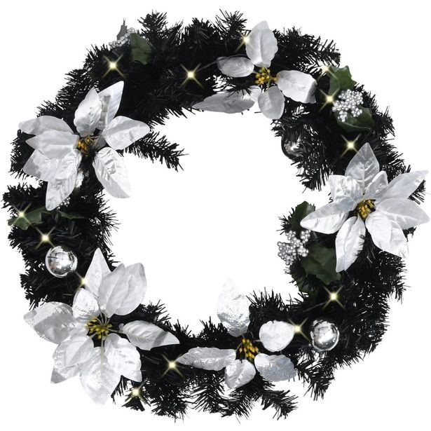 Jouluseppele LED-valoilla, musta, 60cm, PVC