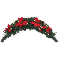 Joulukaari LED-valoilla, punaisilla koristeilla, 90cm