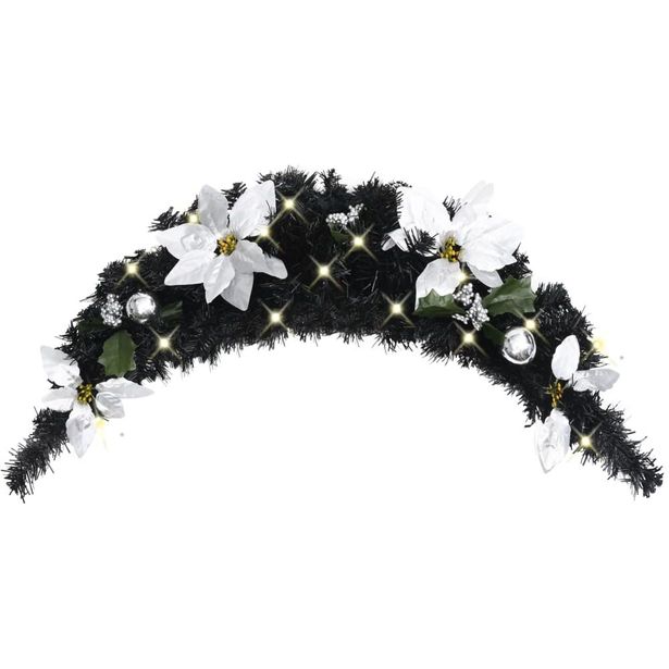 Joulukaari LED-valoilla, musta, 90cm, PVC