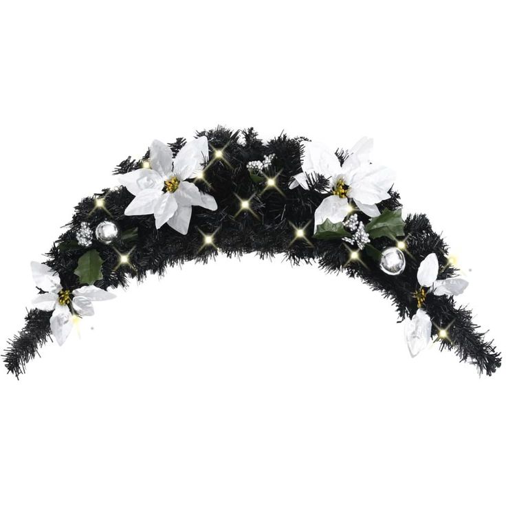 Joulukaari LED-valoilla, musta, 90cm, PVC