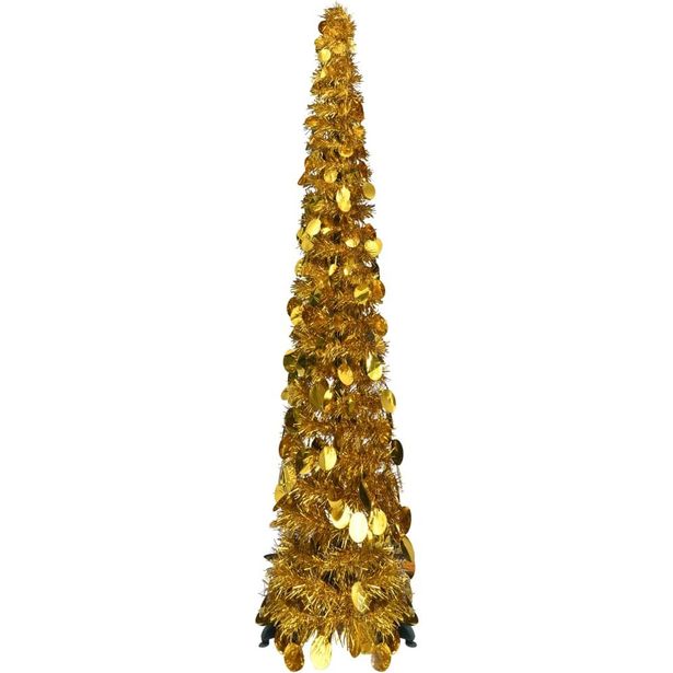 Pop-up tekojoulukuusi kullanvärinen, 129cm, PET