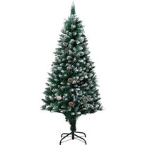 Tekojoulukuusi kävyillä ja valkoisella lumella, 150cm