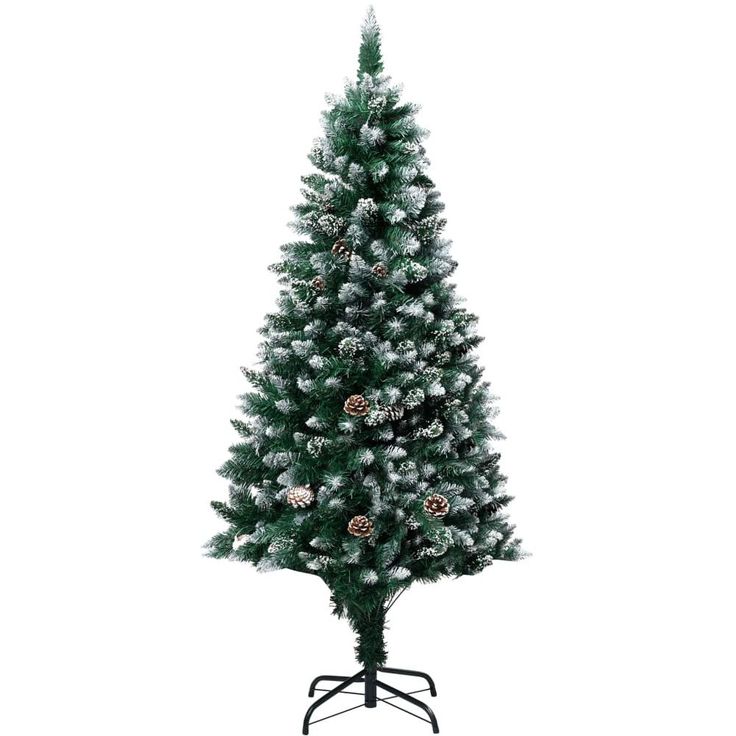 Tekojoulukuusi kävyillä ja valkoisella lumella, 150cm