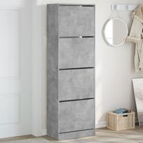 Kenkäkaappi FinePRICE, 60x34x187,5 cm, betoninharmaa, 4 kääntölaatikkoa