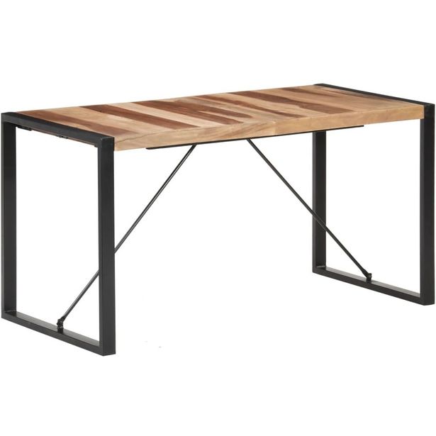 Ruokapöytä 140x70x75 cm täysi puu seesamviimeistelyllä_1