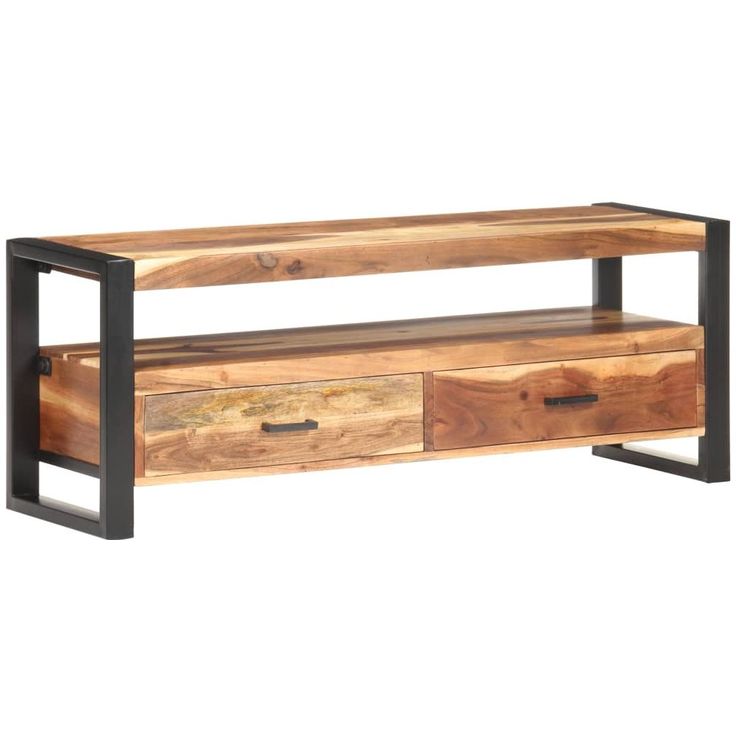 Tv-taso 120x35x45 cm täysi puu seesamviimeistelyllä_1