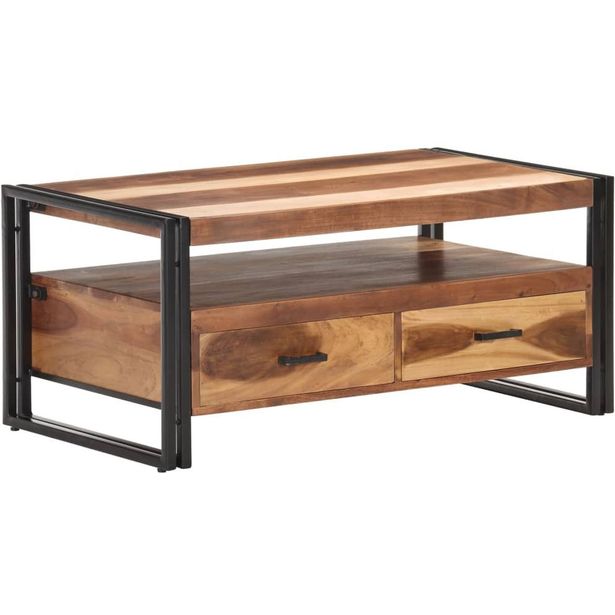 Sohvapöytä 100x55x45cm täysi akaasiapuu seesamviimeistelyllä_1