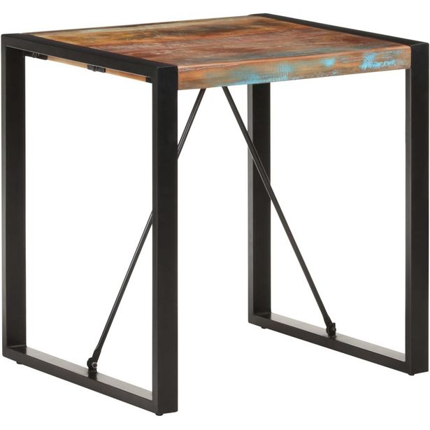 Ruokapöytä 70x70x75 cm kierrätetty täyspuu_1
