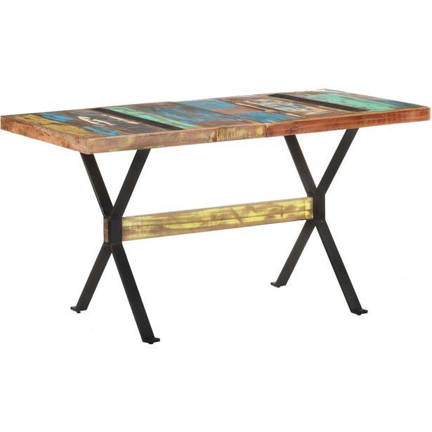 Ruokapöytä 140x70x76 cm kierrätetty täyspuu_1