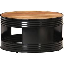 Sohvapöytä musta 68x68x36 cm täysi akaasiapuu