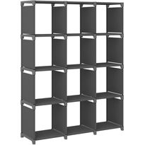 12 kuution esittelyhylly harmaa 103x30x141 cm kangas