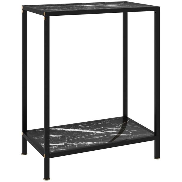 Konsolipöytä musta 60x35x75 cm karkaistu lasi_1