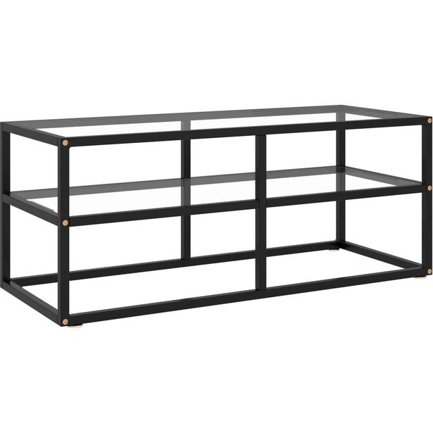 Tv-taso musta karkaistu lasi 100x40x40 cm_1