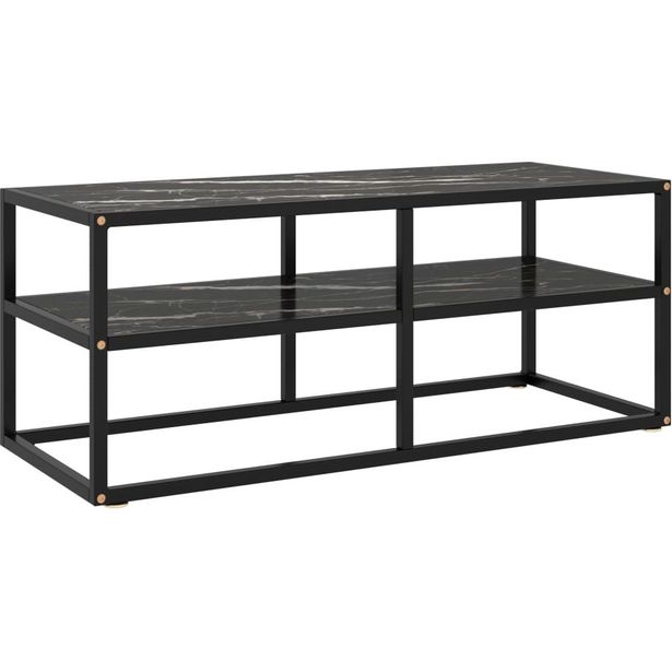 Tv-taso musta mustalla marmorilasilla 100x40x40 cm_1
