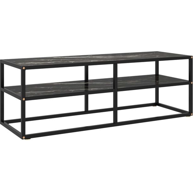 Tv-taso musta mustalla marmorilasilla 120x40x40 cm_1