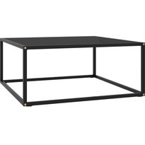 Sohvapöytä musta mustalla lasilla 80x80x35 cm