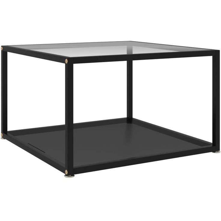 Sohvapöytä läpinäkyvä ja musta 60x60x35 cm karkaistu lasi_1