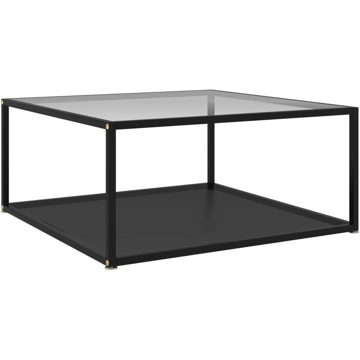 Sohvapöytä läpinäkyvä ja musta 80x80x35 cm karkaistu lasi_1
