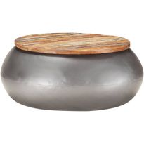 Sohvapöytä harmaa 68x68x30 cm kierrätetty täyspuu