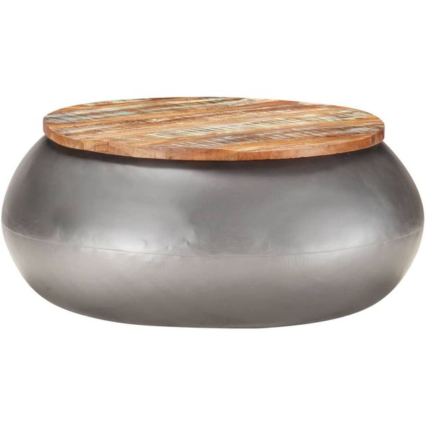 Sohvapöytä harmaa 68x68x30 cm kierrätetty täyspuu_1
