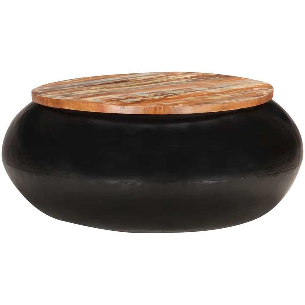 Sohvapöytä musta 68x68x30 cm kierrätetty täyspuu