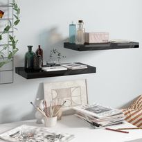 Kelluvat seinähyllyt 2 kpl korkeakiilto musta 50x23x3,8 cm