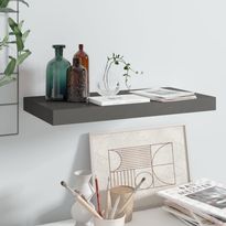 Kelluva seinähylly korkeakiilto harmaa 50x23x3,8 cm mdf
