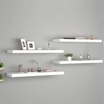Kelluvat seinähyllyt 4 kpl valkoinen 80x23,5x3,8 cm mdf