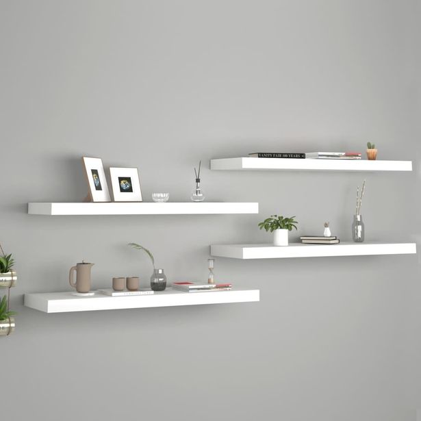 Kelluvat seinähyllyt 4 kpl valkoinen 80x23,5x3,8 cm mdf_1