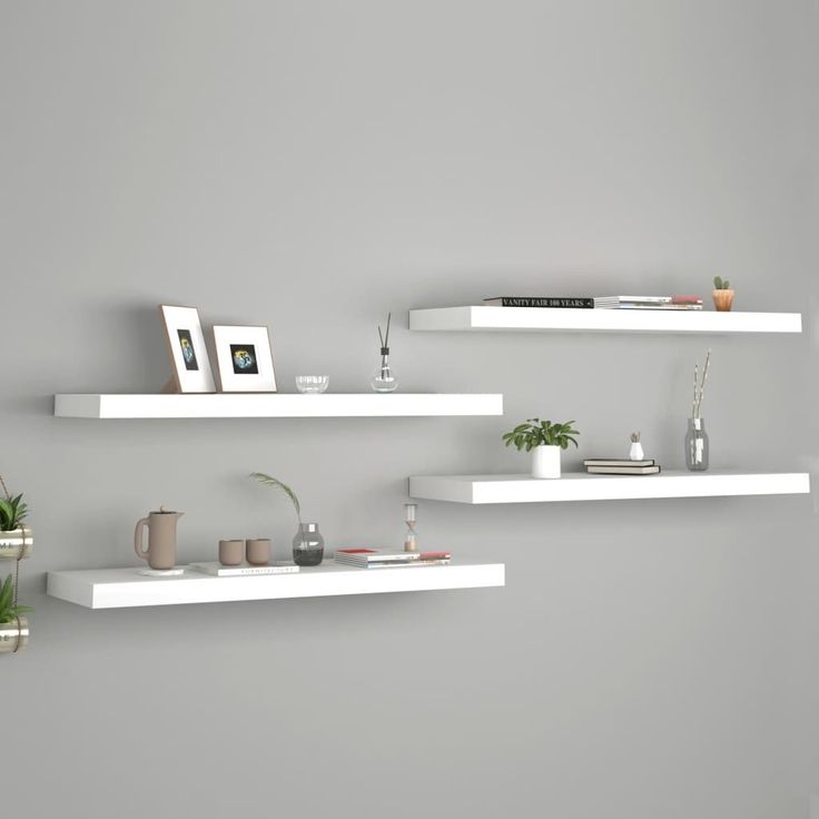 Kelluvat seinähyllyt 4 kpl valkoinen 80x23,5x3,8 cm mdf_1