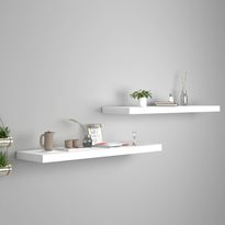 Kelluvat seinähyllyt 2kpl valkoinen 90x23,5x3,8 cm mdf