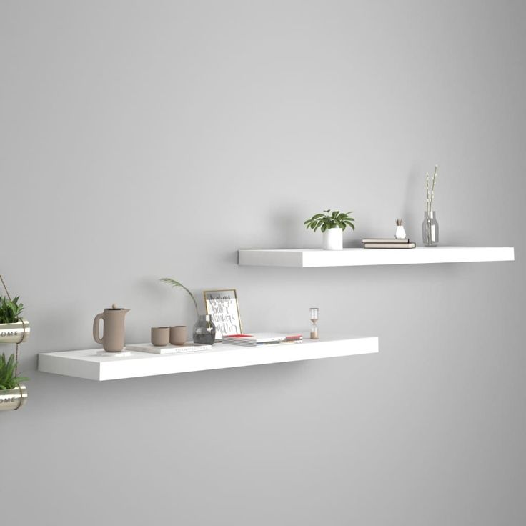 Kelluvat seinähyllyt 2kpl valkoinen 90x23,5x3,8 cm mdf_1