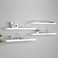 Kelluvat seinähyllyt 4 kpl valkoinen 90x23,5x3,8 cm mdf