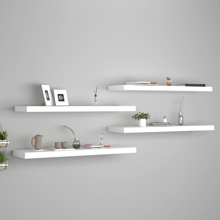 Kelluvat seinähyllyt 4 kpl valkoinen 90x23,5x3,8 cm mdf_1