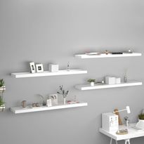 Kelluvat seinähyllyt 4 kpl valkoinen 120x23,5x3,8 cm mdf