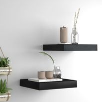 Kelluvat seinähyllyt 2 kpl musta 23x23,5x3,8 cm mdf