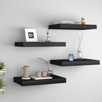 Kelluvat seinähyllyt 4 kpl musta 40x23x3,8 cm mdf